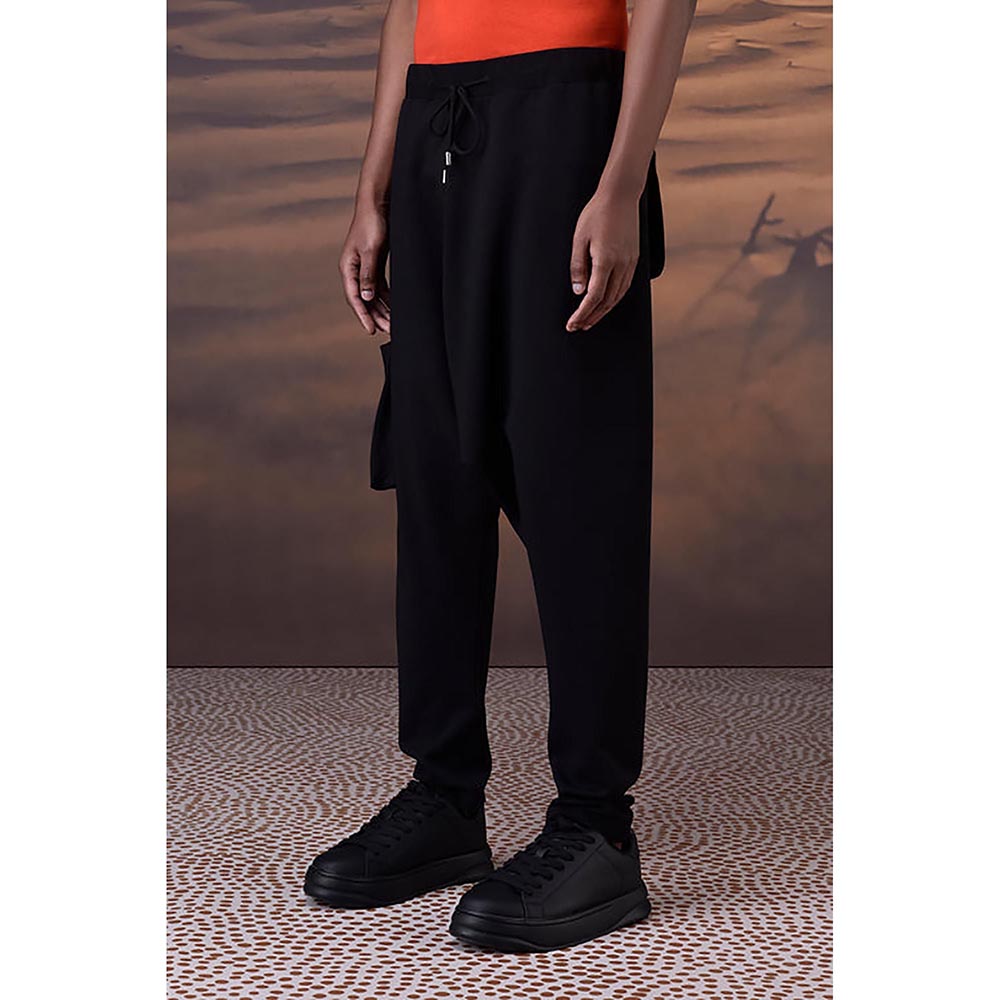 Genes Lecointe Hemant Relaxed Black Textured Harem Pants