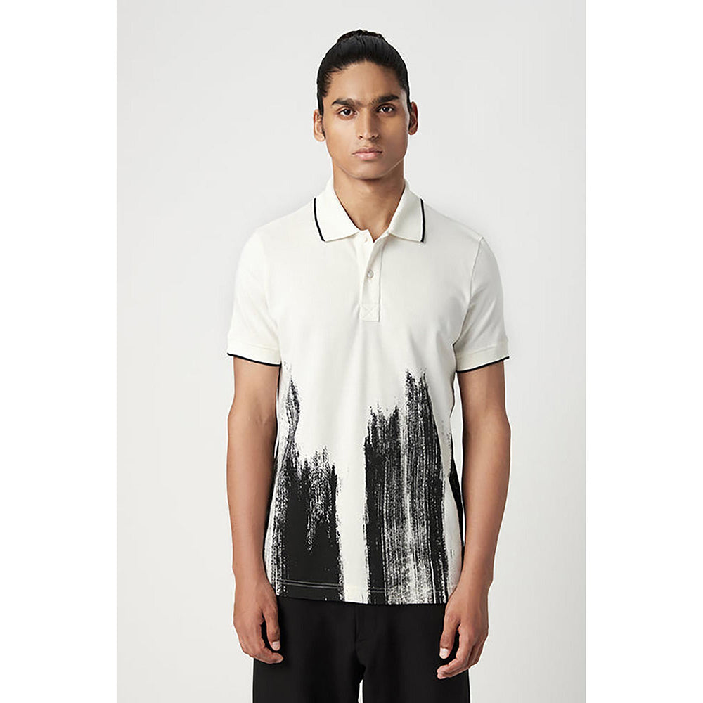 Genes Lecointe Hemant Regular Fit Polo T-Shirt With Brush Stroke Print Placement