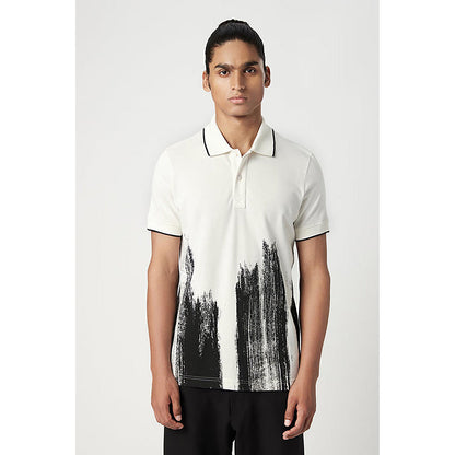 Genes Lecointe Hemant Regular Fit Polo T-Shirt With Brush Stroke Print Placement