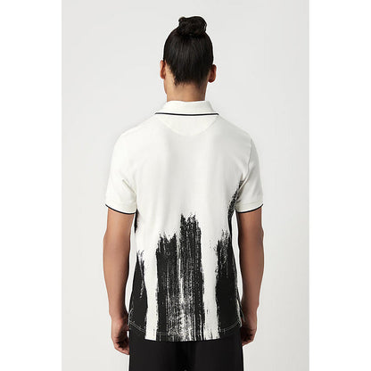 Genes Lecointe Hemant Regular Fit Polo T-Shirt With Brush Stroke Print Placement