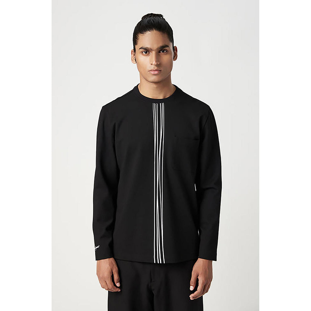 Genes Lecointe Hemant Classic Fit Full Sleeve T-Shirt With Centre Front Line Print Placement