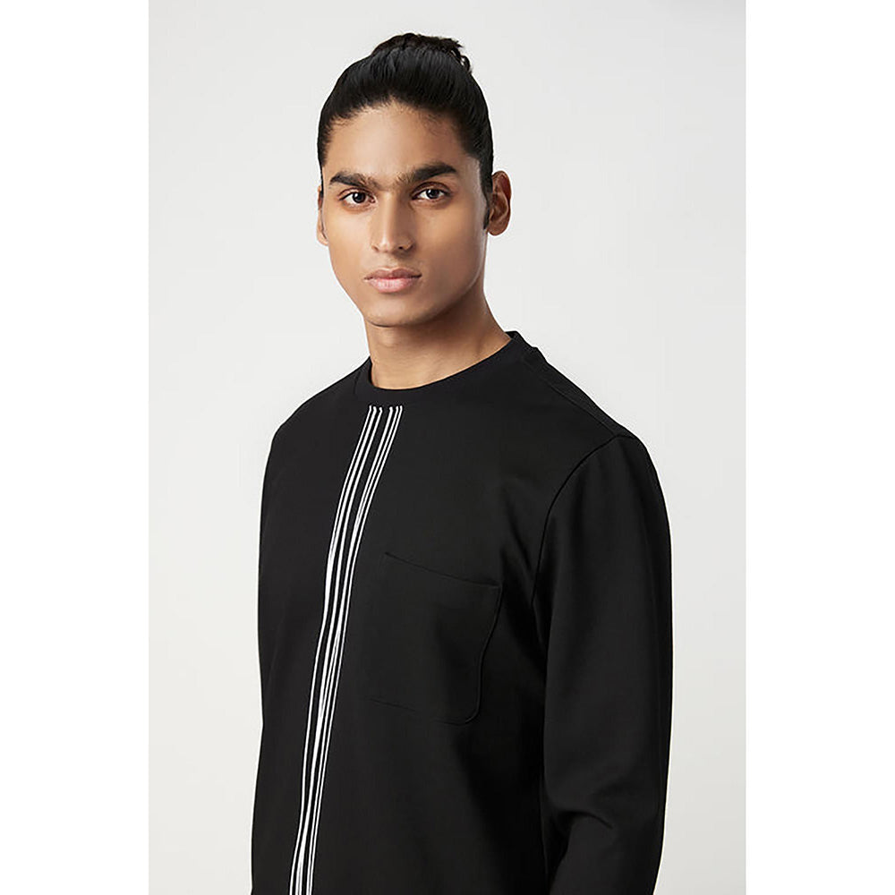 Genes Lecointe Hemant Classic Fit Full Sleeve T-Shirt With Centre Front Line Print Placement