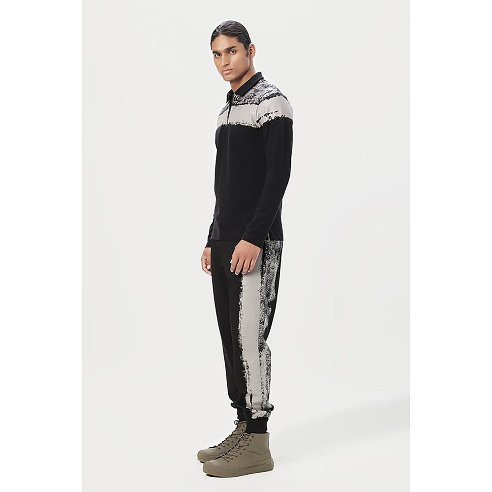 Genes Lecointe Hemant Regular Fit Full Sleeve Polo T-Shirt With Bold Large Stripe Print