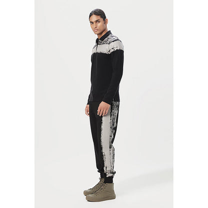 Genes Lecointe Hemant Regular Fit Full Sleeve Polo T-Shirt With Bold Large Stripe Print