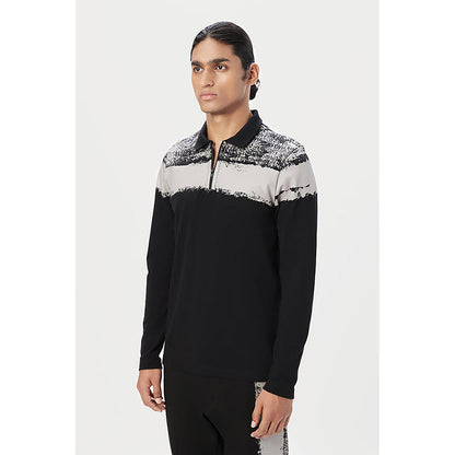 Genes Lecointe Hemant Regular Fit Full Sleeve Polo T-Shirt With Bold Large Stripe Print
