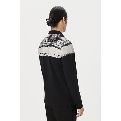 Genes Lecointe Hemant Regular Fit Full Sleeve Polo T-Shirt With Bold Large Stripe Print