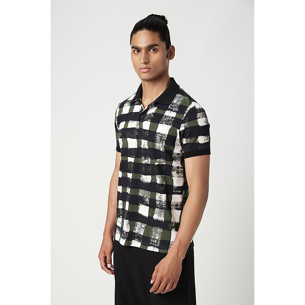 Genes Lecointe Hemant Regular Fit Polo T-Shirt With All-Over Large Check Print
