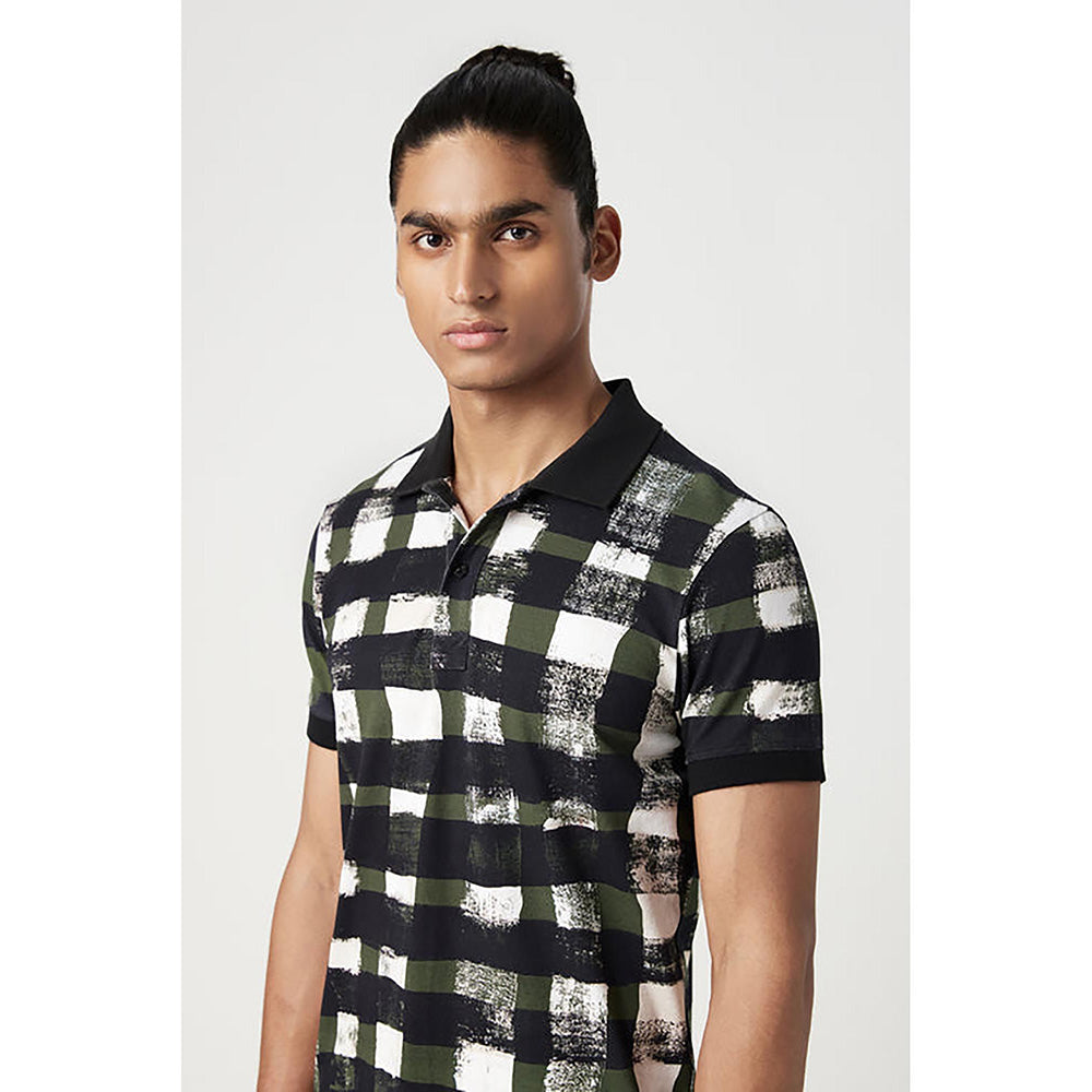 Genes Lecointe Hemant Regular Fit Polo T-Shirt With All-Over Large Check Print