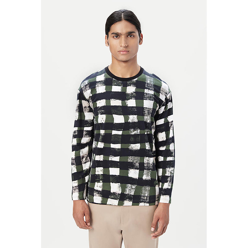 Genes Lecointe Hemant Classic Fit Full Sleeve T-Shirt With All-Over Large Check Print