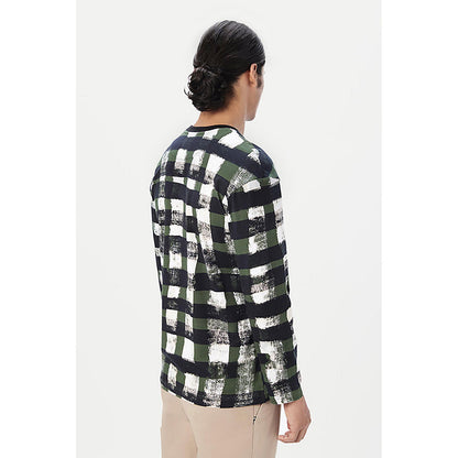 Genes Lecointe Hemant Classic Fit Full Sleeve T-Shirt With All-Over Large Check Print
