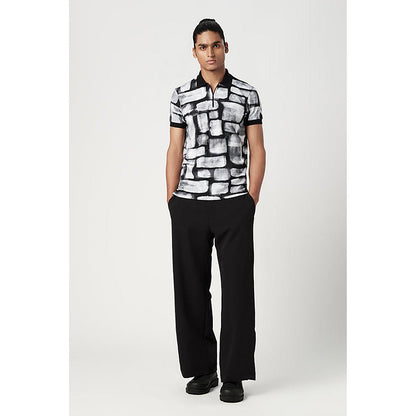 Genes Lecointe Hemant Regular Fit Polo T-Shirt With All-Over Abstract Check Print