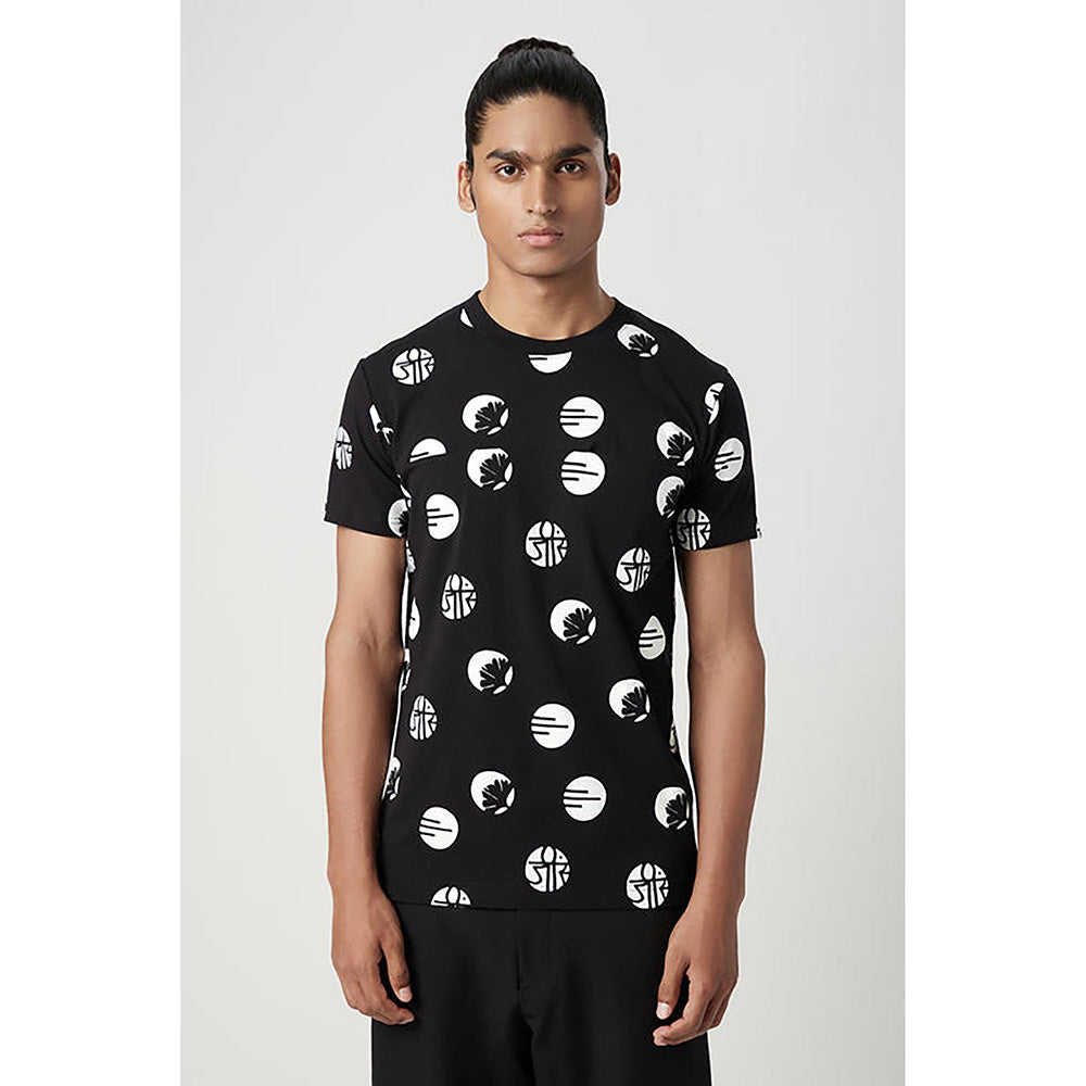 Genes Lecointe Hemant Regular Fit T-Shirt With All-Over Stamp Print