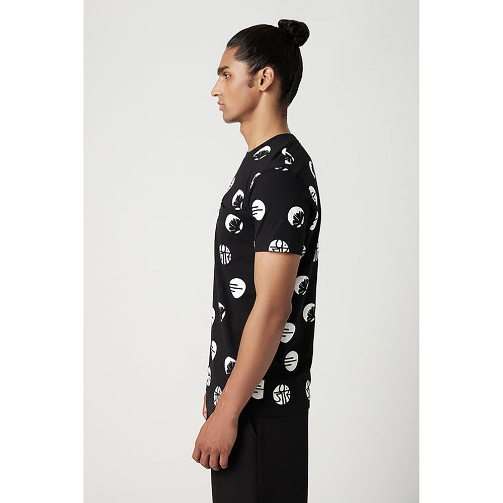 Genes Lecointe Hemant Regular Fit T-Shirt With All-Over Stamp Print