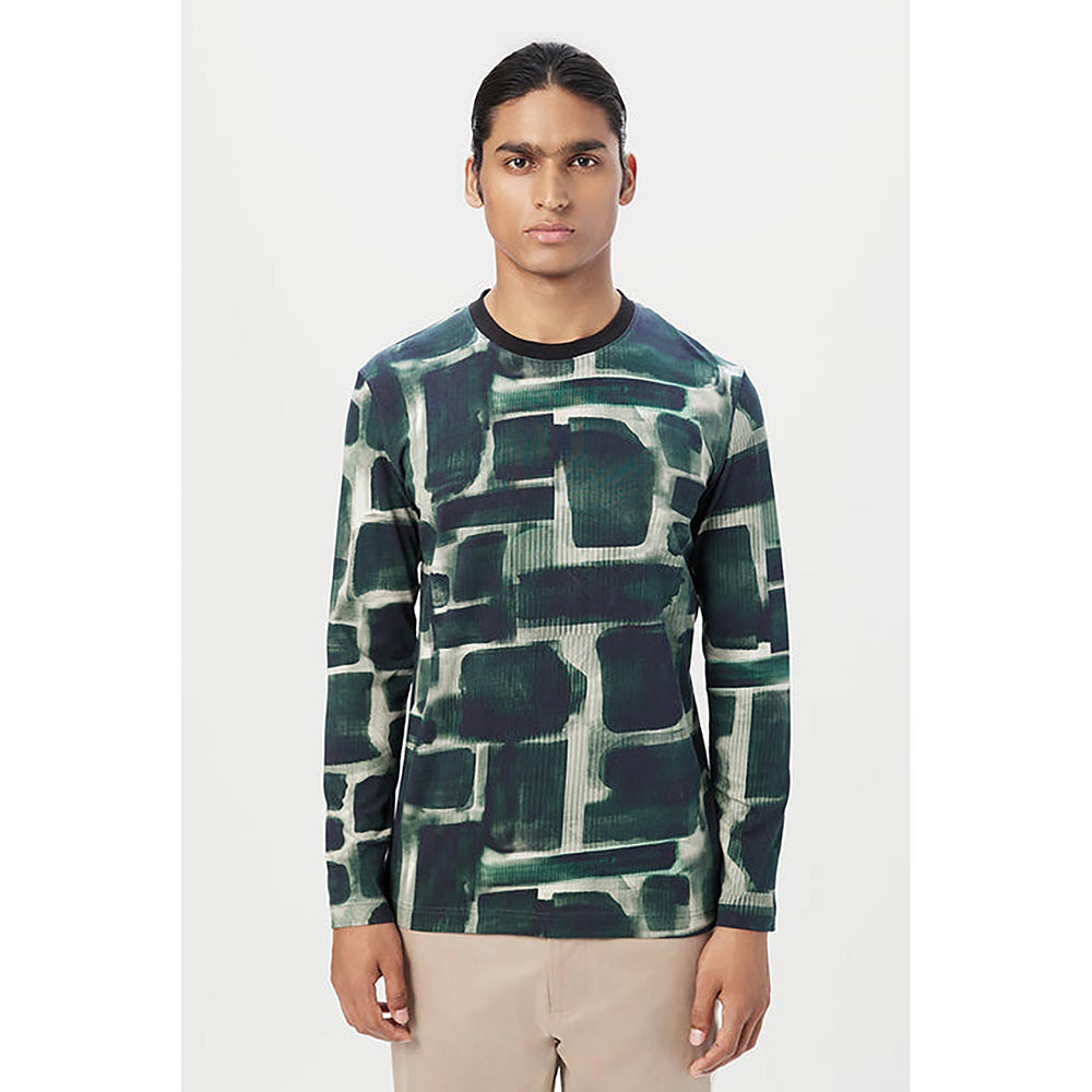 Genes Lecointe Hemant Regular Fit Full Sleeve T-Shirt In All-Over Abstract Print