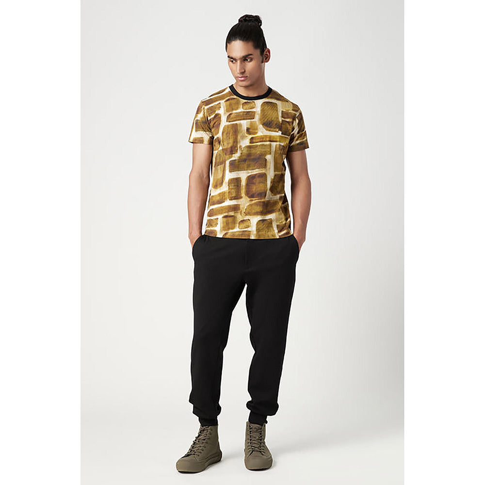 Genes Lecointe Hemant Regular Fit T-Shirt In All-Over Abstract Check Print