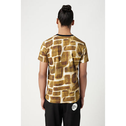 Genes Lecointe Hemant Regular Fit T-Shirt In All-Over Abstract Check Print