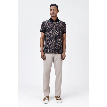 Genes Lecointe Hemant Men's Regular Fit Polo With Khaki Animal Print