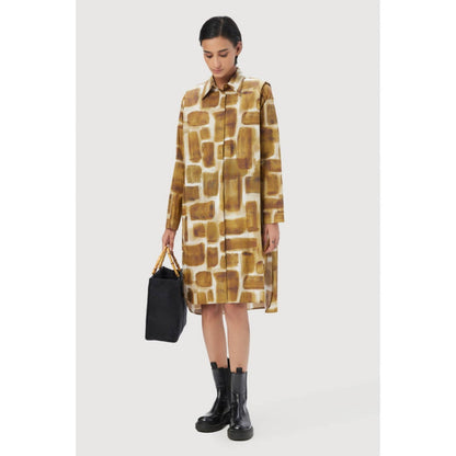 Genes Lecoanet Hemant A-Line Shirt-Dress With Structured Pleated Shoulders