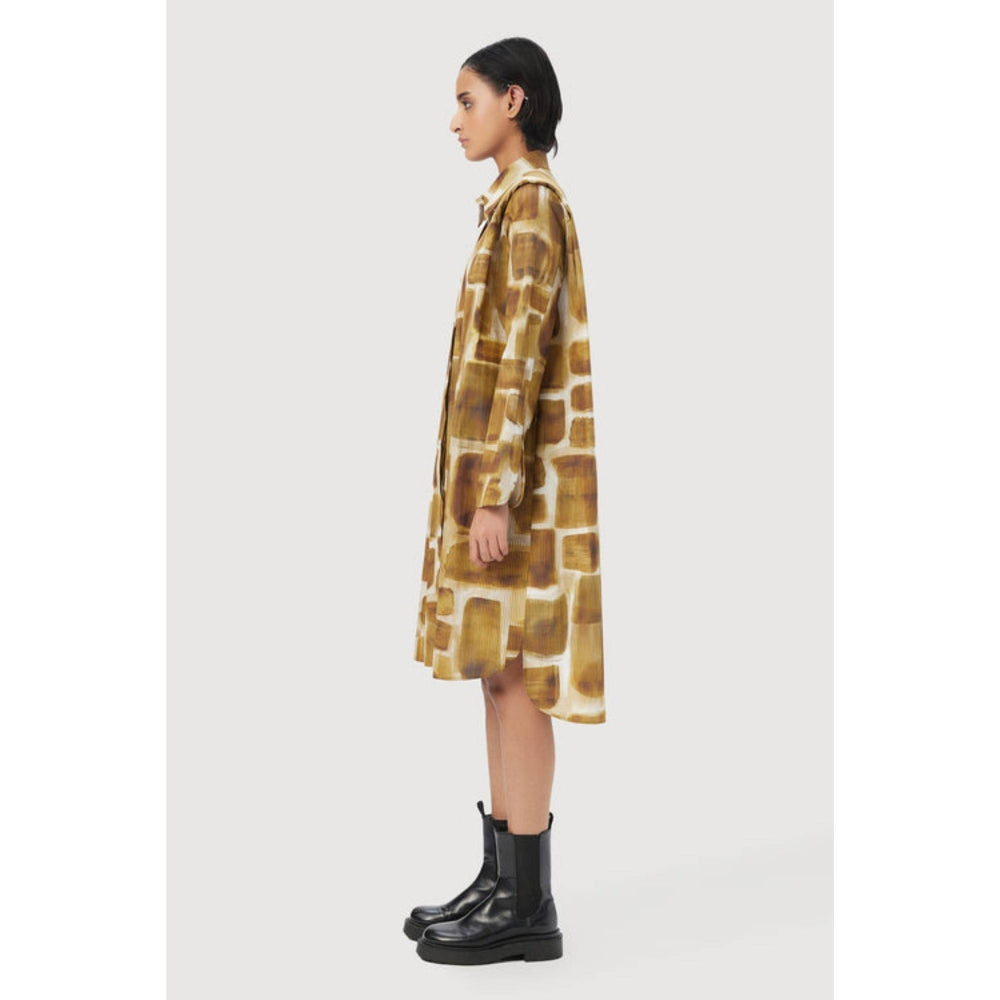Genes Lecoanet Hemant A-Line Shirt-Dress With Structured Pleated Shoulders