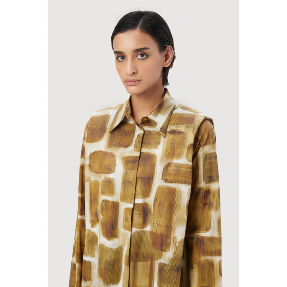 Genes Lecoanet Hemant A-Line Shirt-Dress With Structured Pleated Shoulders