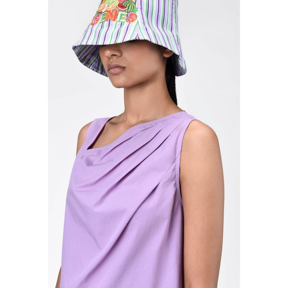 Genes Lecoanet Hemant Cotton Poplin A-Line Dress With Asymmetric Neck-Lavender