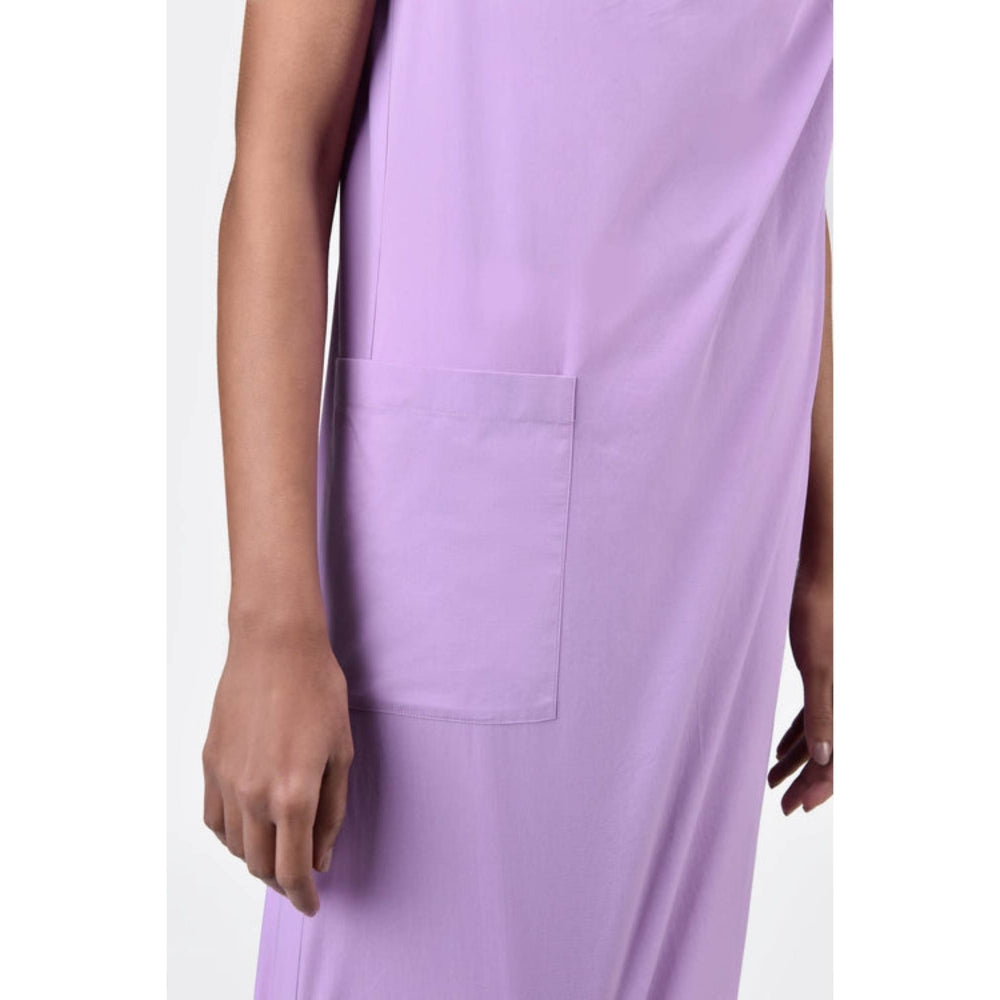 Genes Lecoanet Hemant Cotton Poplin A-Line Dress With Asymmetric Neck-Lavender