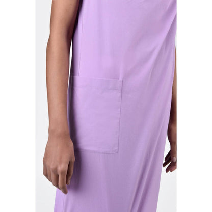 Genes Lecoanet Hemant Cotton Poplin A-Line Dress With Asymmetric Neck-Lavender