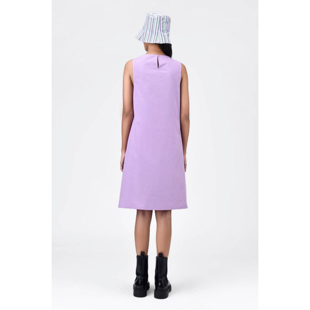 Genes Lecoanet Hemant Cotton Poplin A-Line Dress With Asymmetric Neck-Lavender