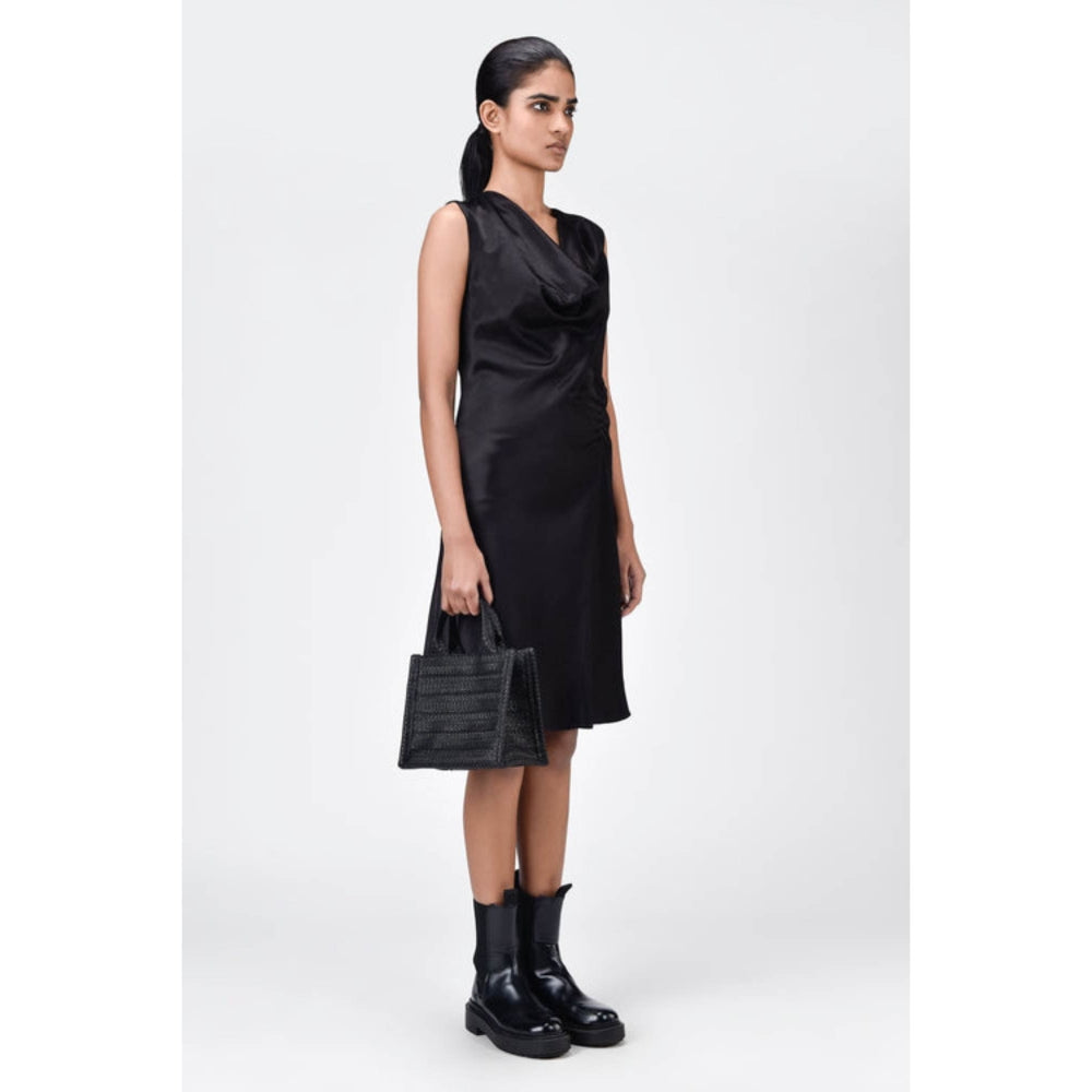 Genes Lecoanet Hemant Sleek Heavy Satin Bias-Cut Dress Black