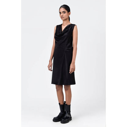 Genes Lecoanet Hemant Sleek Heavy Satin Bias-Cut Dress Black