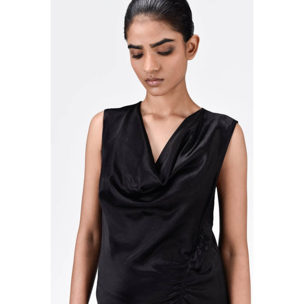 Genes Lecoanet Hemant Sleek Heavy Satin Bias-Cut Dress Black