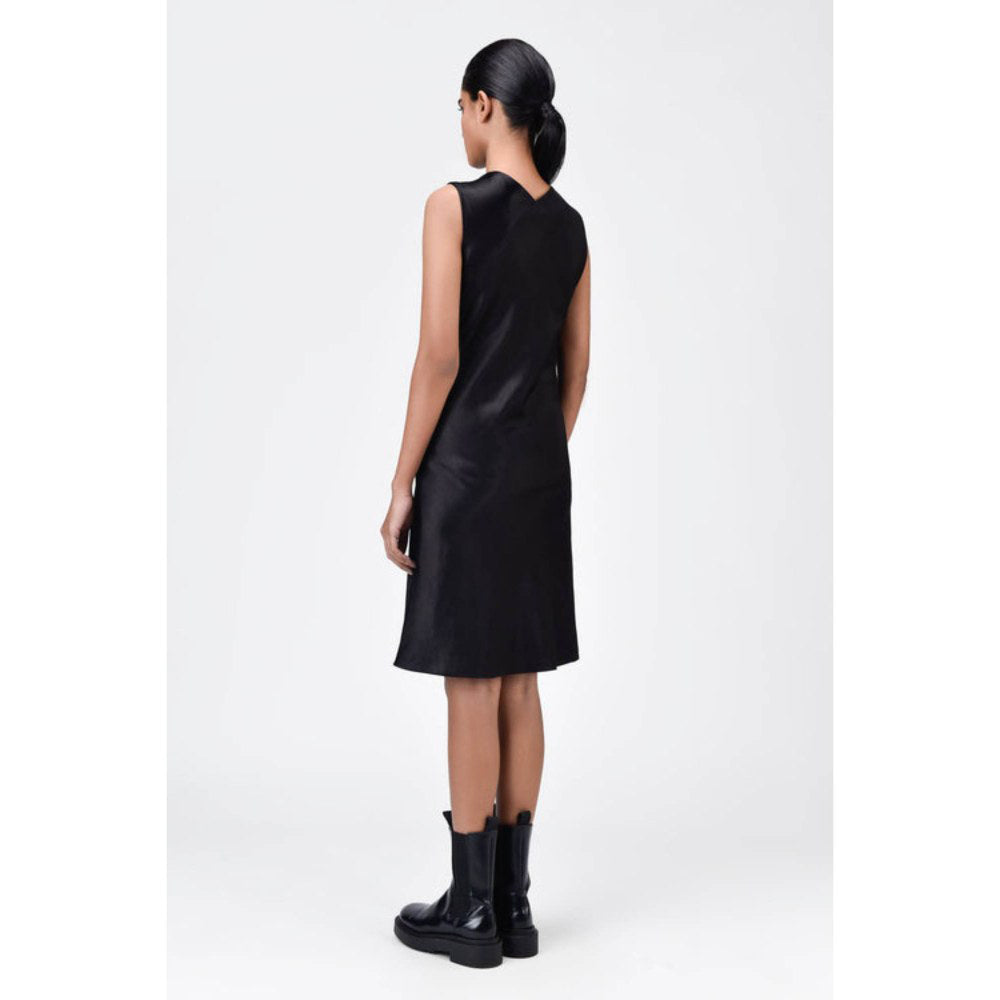 Genes Lecoanet Hemant Sleek Heavy Satin Bias-Cut Dress Black