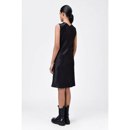Genes Lecoanet Hemant Sleek Heavy Satin Bias-Cut Dress Black