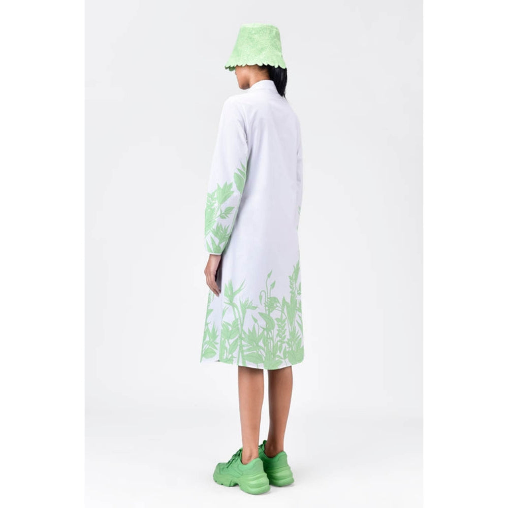 Genes Lecoanet Hemant A-Line Cotton Poplin Shirt Dress With Tropical Print