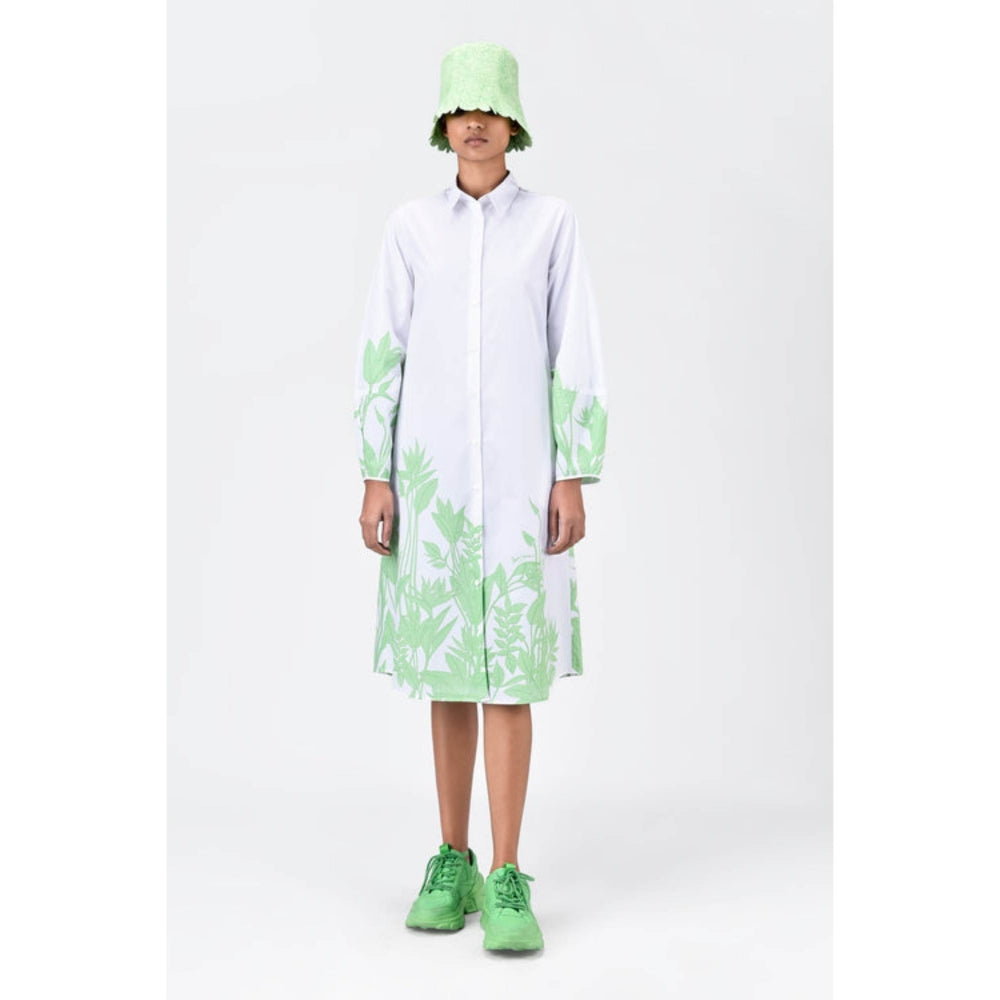 Genes Lecoanet Hemant A-Line Cotton Poplin Shirt Dress With Tropical Print