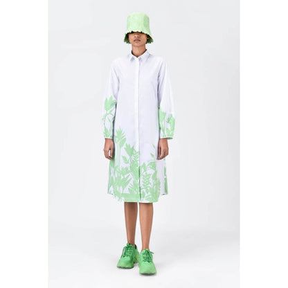 Genes Lecoanet Hemant A-Line Cotton Poplin Shirt Dress With Tropical Print