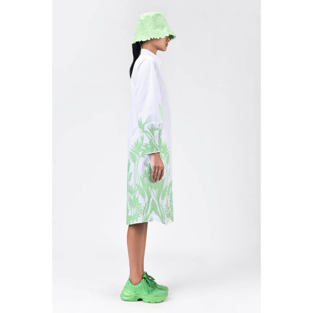 Genes Lecoanet Hemant A-Line Cotton Poplin Shirt Dress With Tropical Print