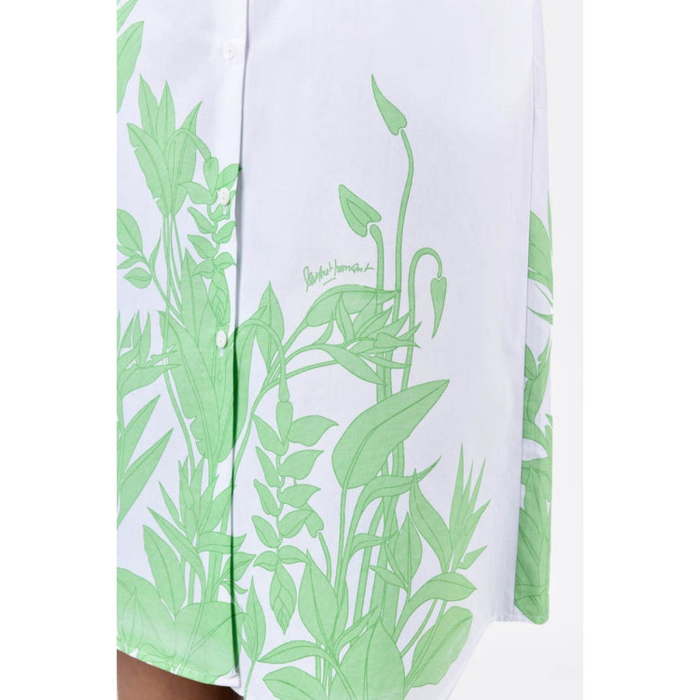 Genes Lecoanet Hemant A-Line Cotton Poplin Shirt Dress With Tropical Print