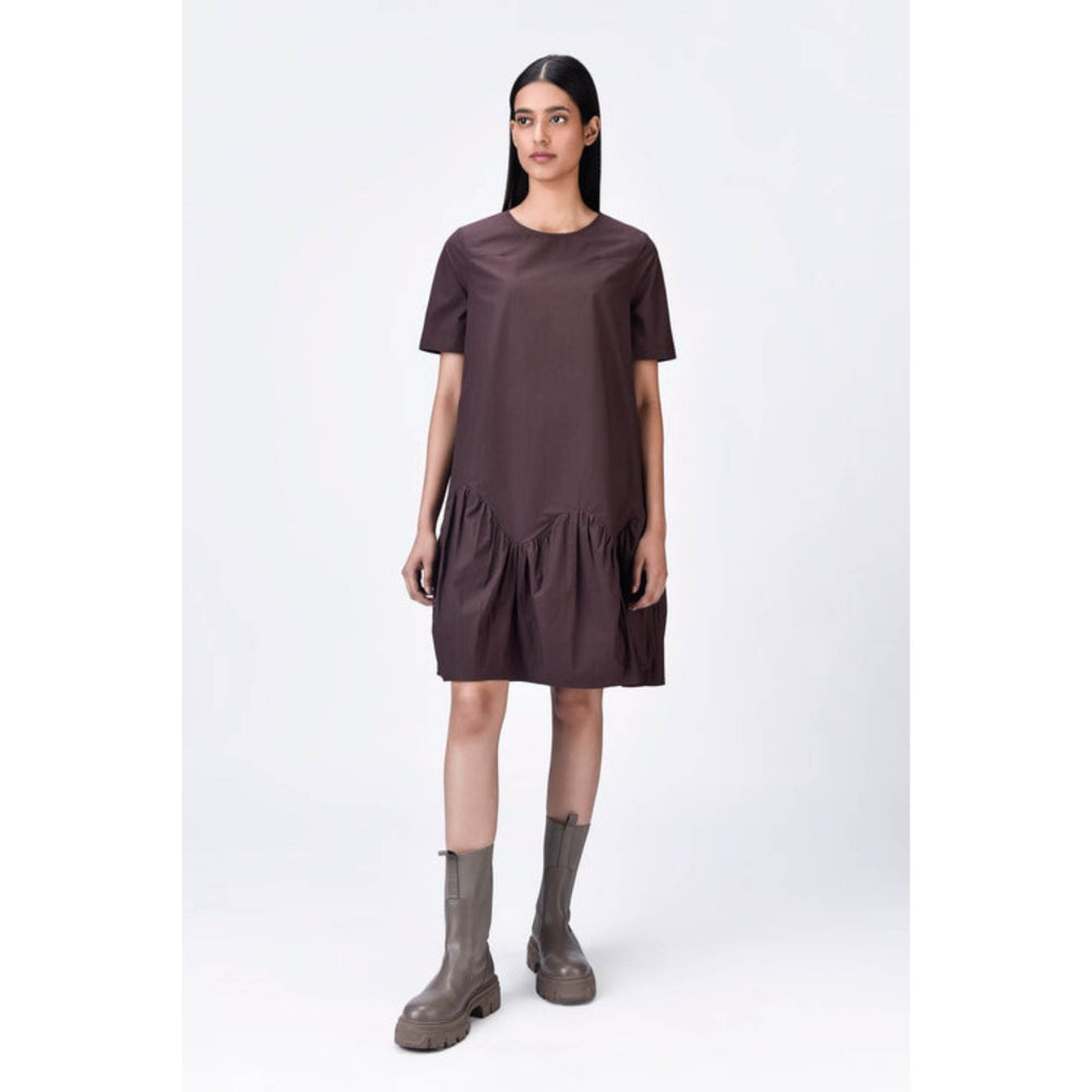 Genes Lecoanet Hemant Relaxed Fit Dress With Gathered Panel - Brown