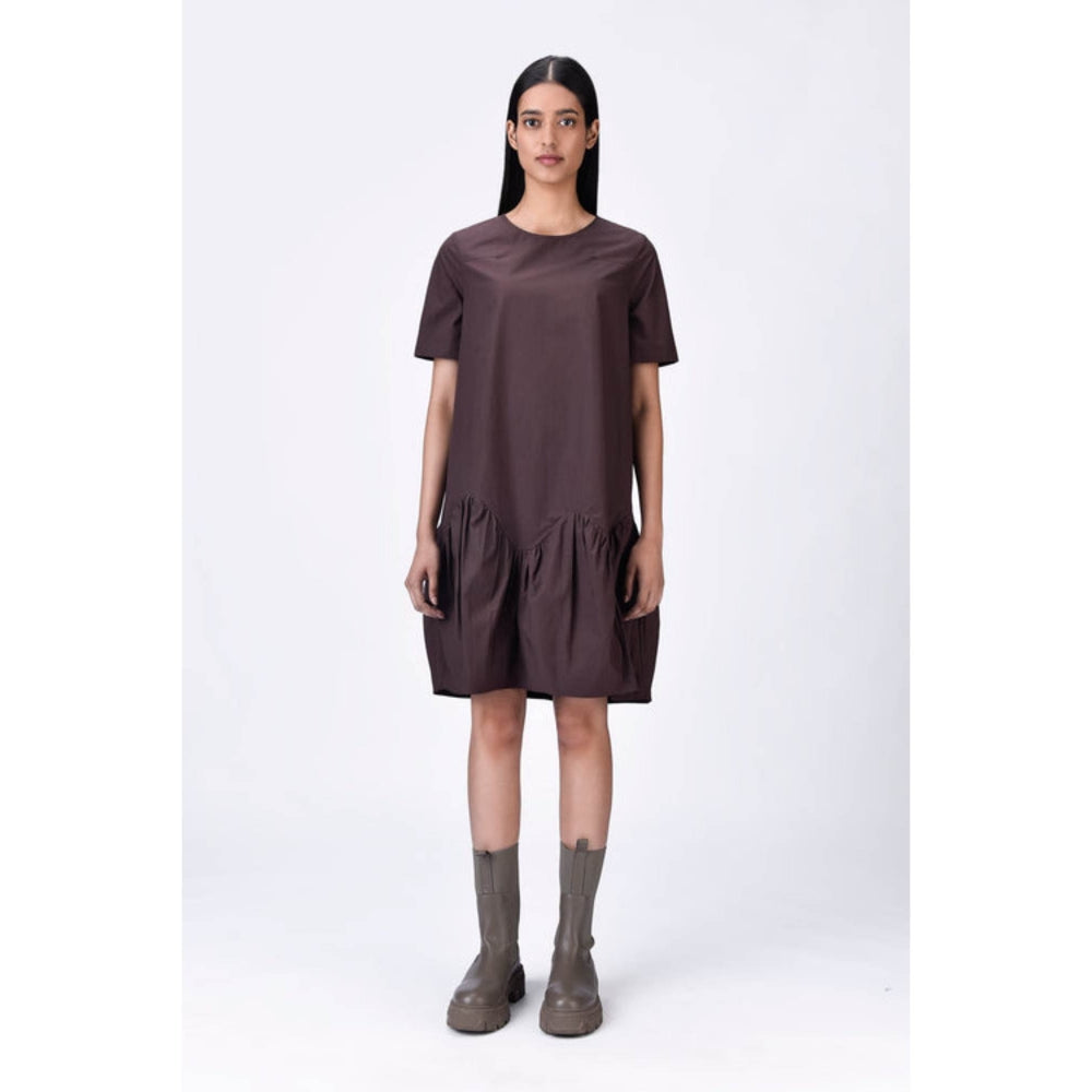 Genes Lecoanet Hemant Relaxed Fit Dress With Gathered Panel - Brown
