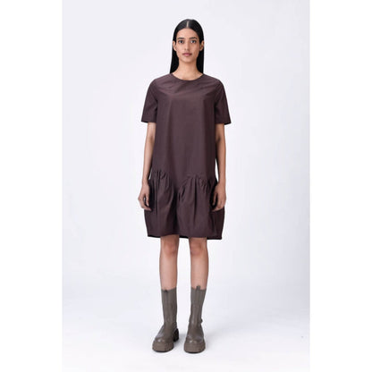 Genes Lecoanet Hemant Relaxed Fit Dress With Gathered Panel - Brown