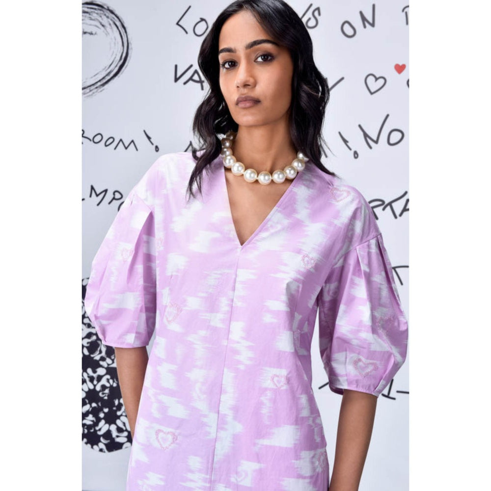 Genes Lecoanet Hemant Ikkat Check Semi Fit Dress- Smoothie Pink