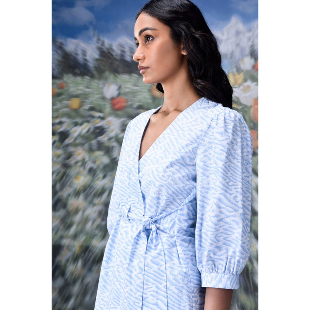 Genes Lecoanet Hemant Labyrinth Print Semi Fit Wraparound- Light Blue