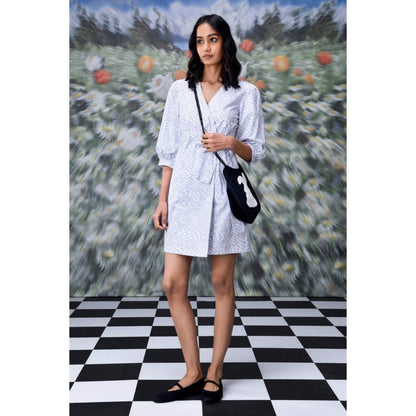 Genes Lecoanet Hemant Labyrinth Print Semi Fit Wraparound- Pearl Grey