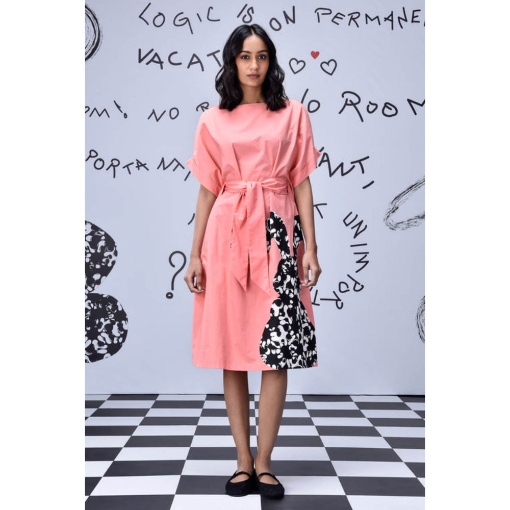 Genes Lecoanet Hemant Rabbit Texture Relax Fit Dress- Coral Peach