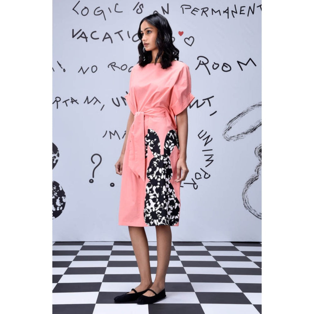 Genes Lecoanet Hemant Rabbit Texture Relax Fit Dress- Coral Peach