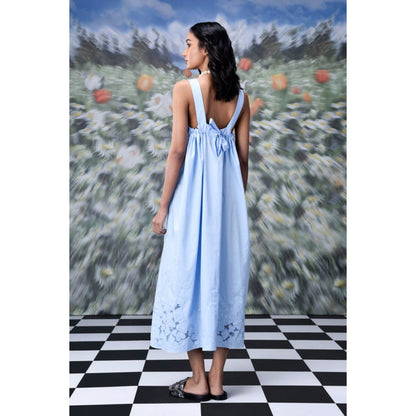 Genes Lecoanet Hemant Playing Card Maxi A-Line Dress- Light Blue