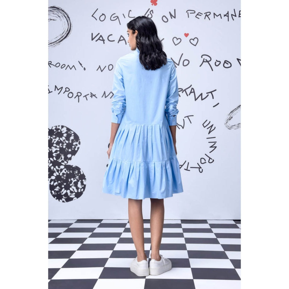 Genes Lecoanet Hemant Sequin Placket Relax Fit Dress- Light Blue
