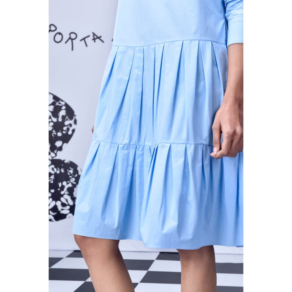 Genes Lecoanet Hemant Sequin Placket Relax Fit Dress- Light Blue