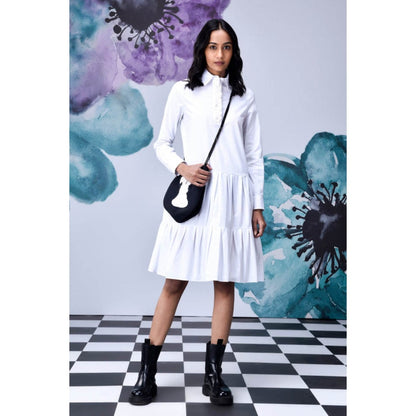 Genes Lecoanet Hemant Sequin Placket Relax Fit Dress- White